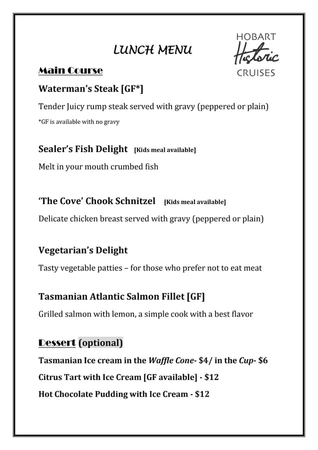 Hobart: Historic Lunch Cruise - Captain commentary and onboard comfort: how to get the best seat for both